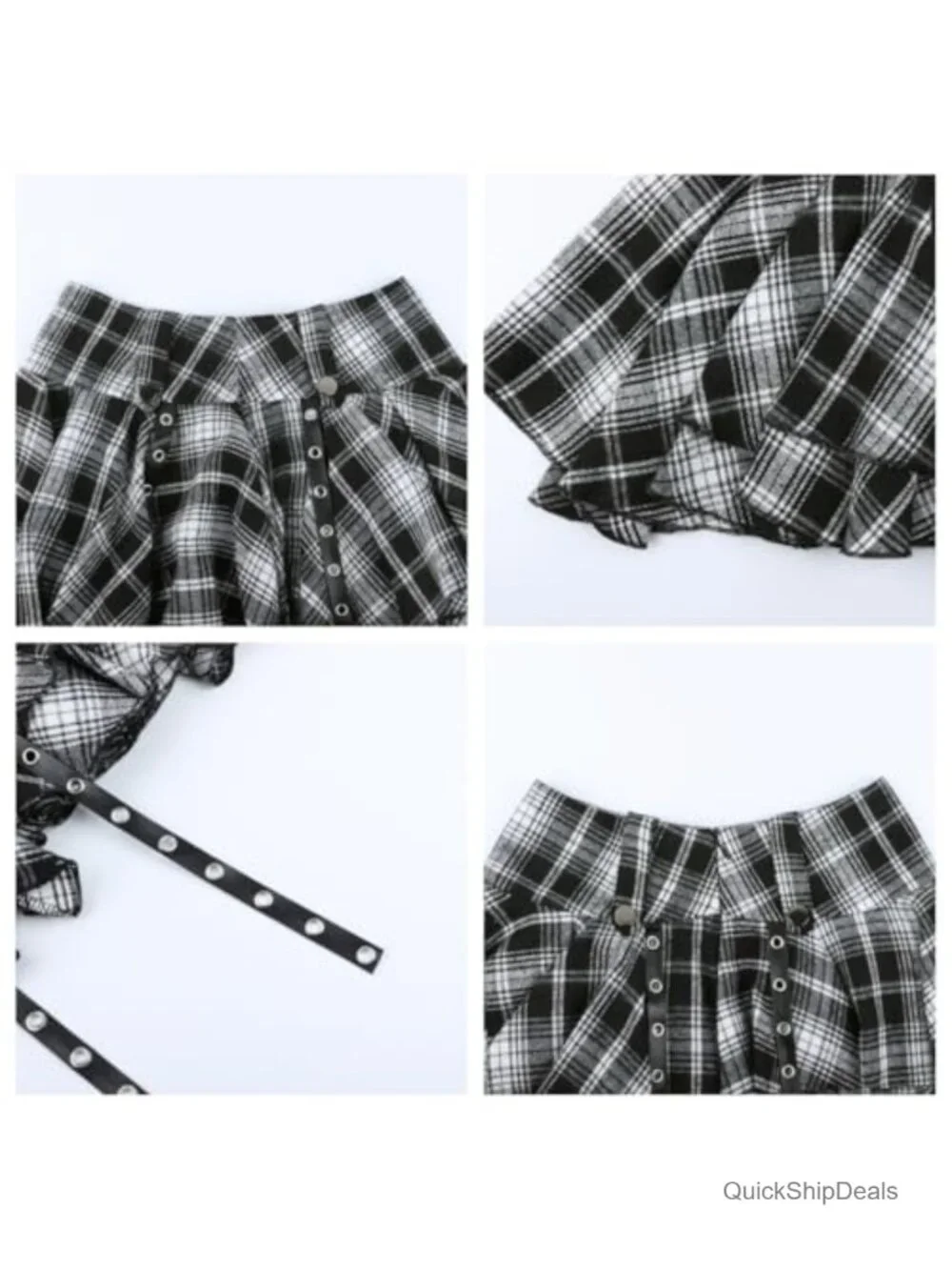 Womens Goth Punk Plaid Mini Skirt Pleated Fairy Skort Y2K A-Line High Waisted